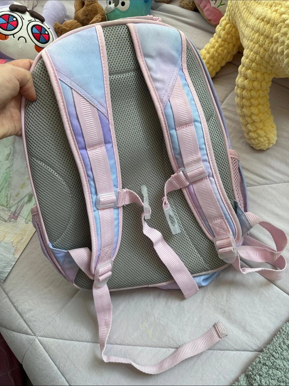 Pottery Barn Kids Pink Backpack with Iridescent Heart Windows